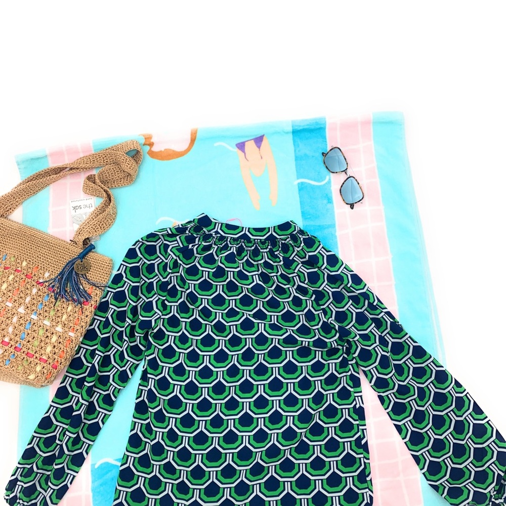 Macbeth Collection women’s Green & Blue Blouse Large NEW - Picture 3 of 3